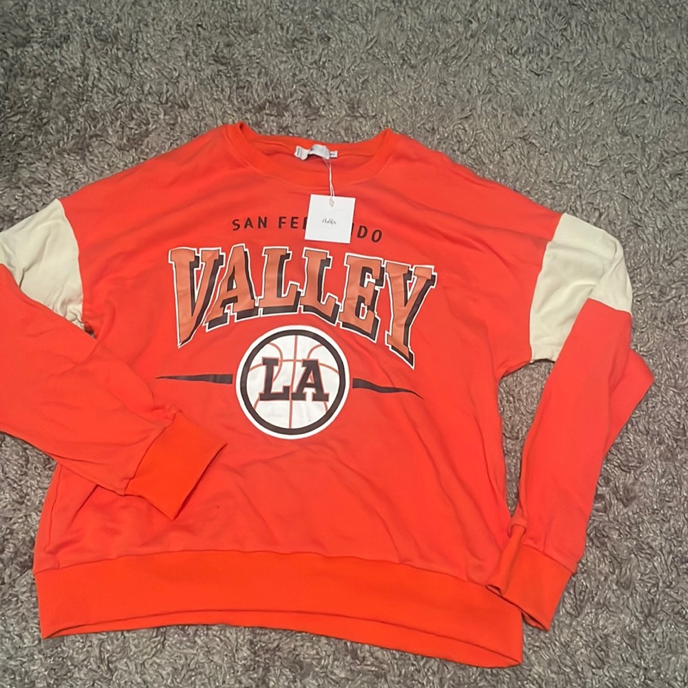 ADIKA- San Fernando Valley California orange color block crewneck